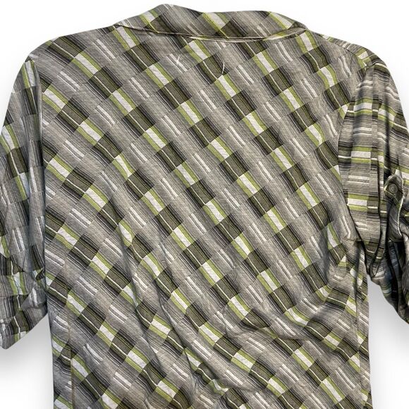 Bongo Button Up Shirt Women's Large Multicolor Geometric Pocket Roll Tab Sleeve - Picture 4 of 8